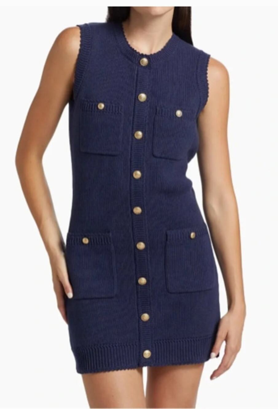 New Caroline Constas 100% Cotton Sweater Dress, Navy Size Large